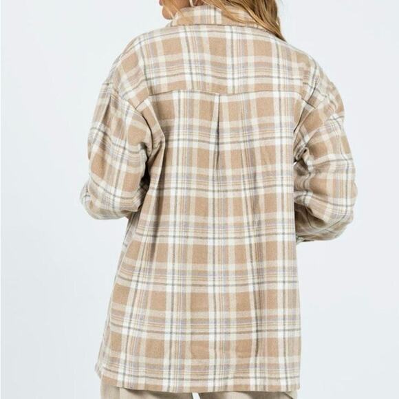 PRINCESS POLLY Mila Plaid Oversized Flannel Button-up Shirt Shacket Size 2 - Picture 3 of 6